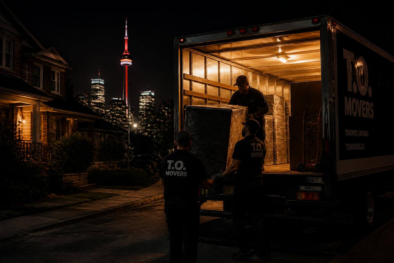 Movers loading a truck on a Toronto street